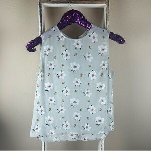 Equipment Gray Top with White Flowers Sz xsmall
